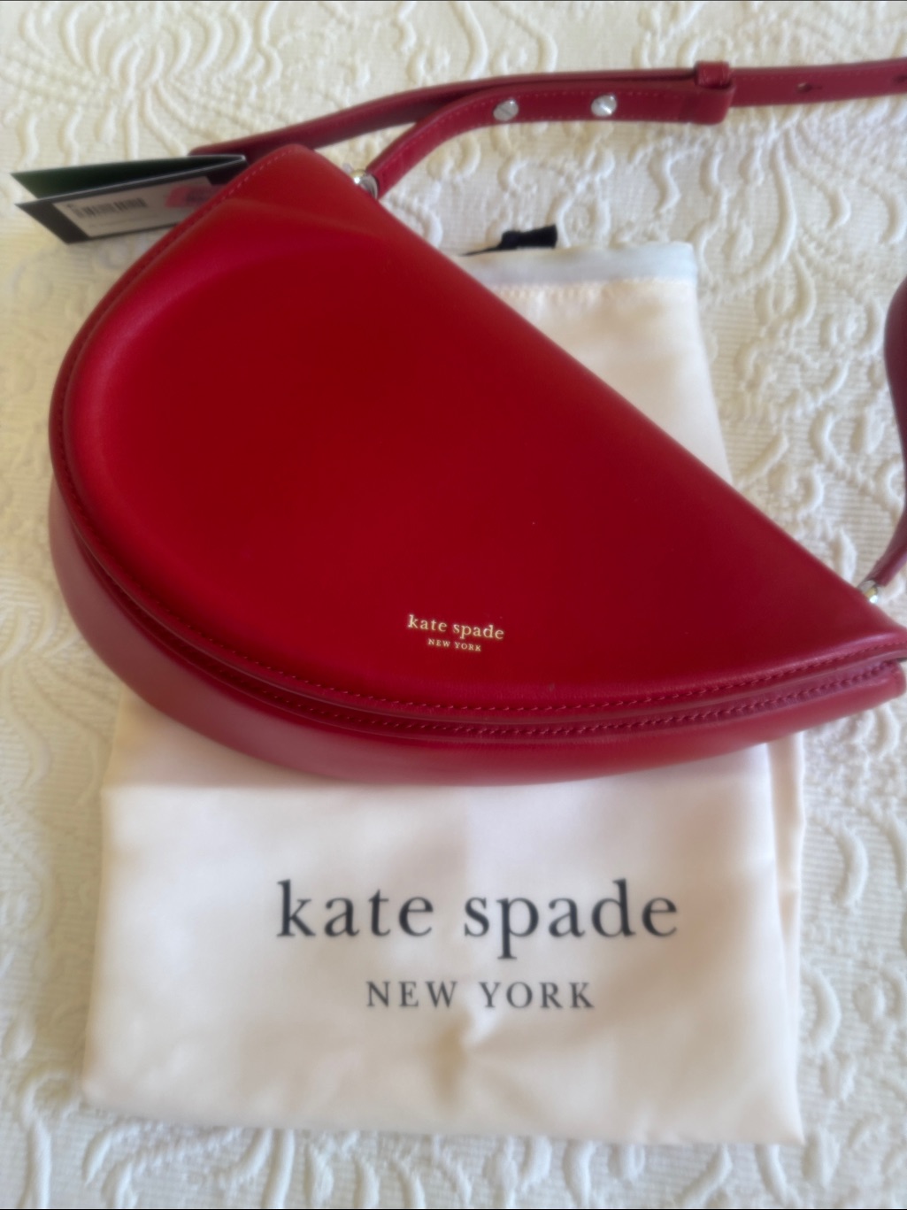 Kate Spade Red Crescent Leather Crossbody Purse